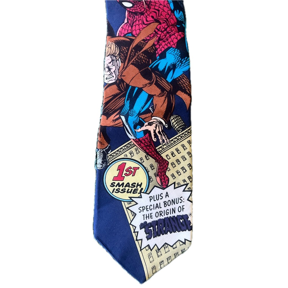 Vintage Marvel Comics Spider-Man Classics Silk Tie Navy Blue Doctor Strange USA